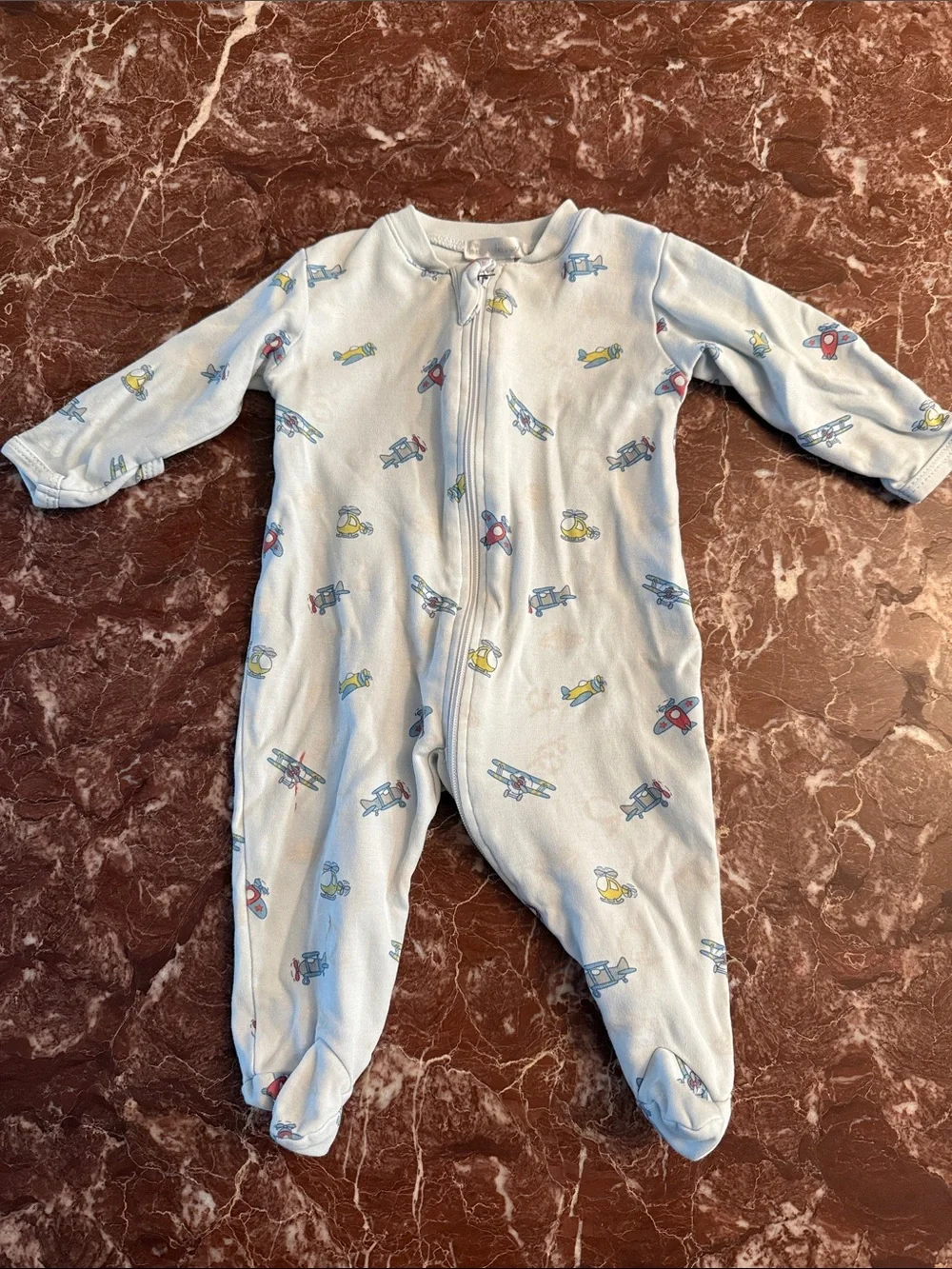 Kissy Kissy Light Blue Airplane & Vehicle Footed One-Piece